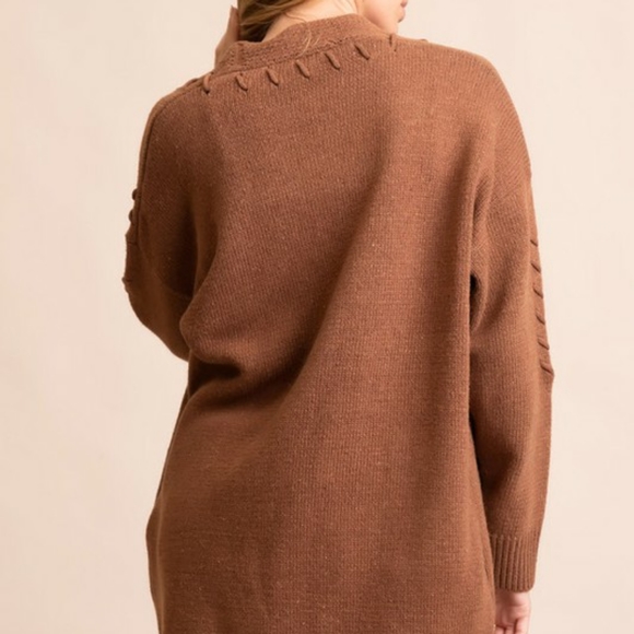 STITCH DETAILED KNIT CARDIGAN WITH POCKETS - Picture 3 of 10